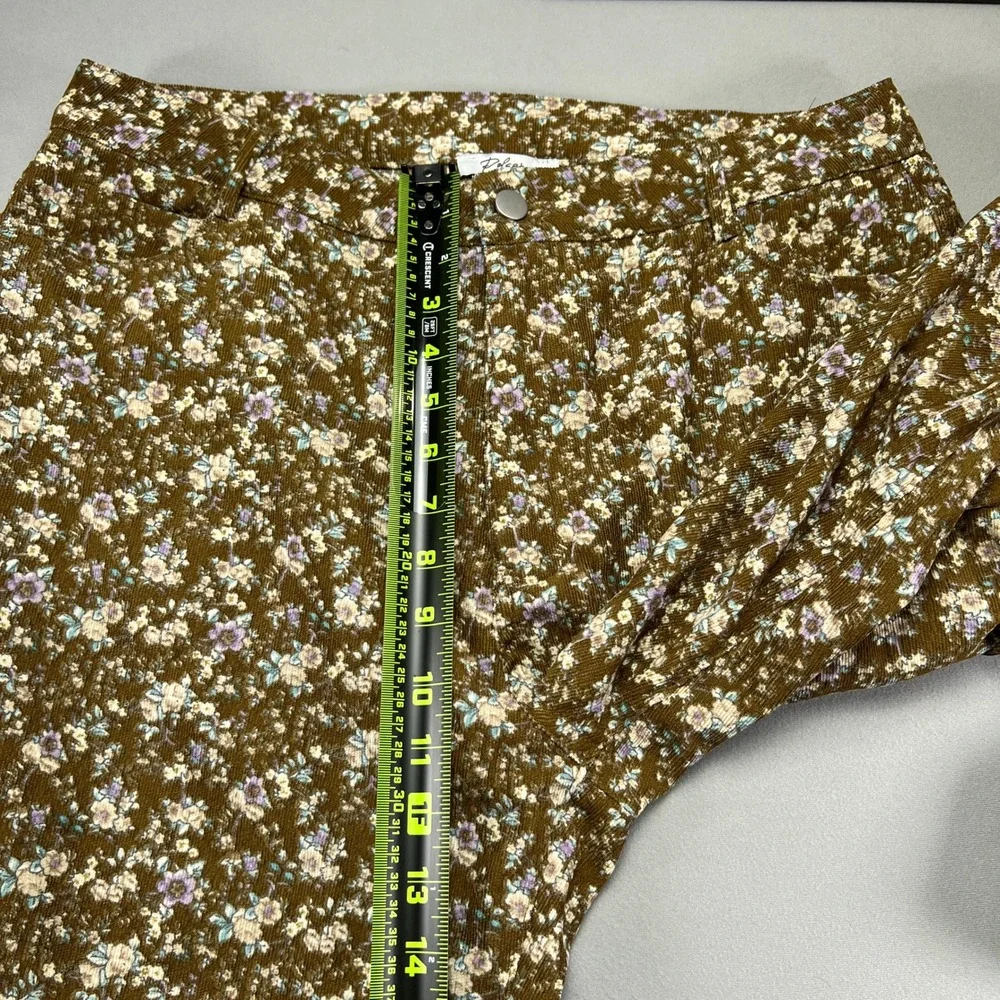 Polagram Corduroy Pants Womens XL Multi Ditsy Floral Cotton Wide Leg High Rise